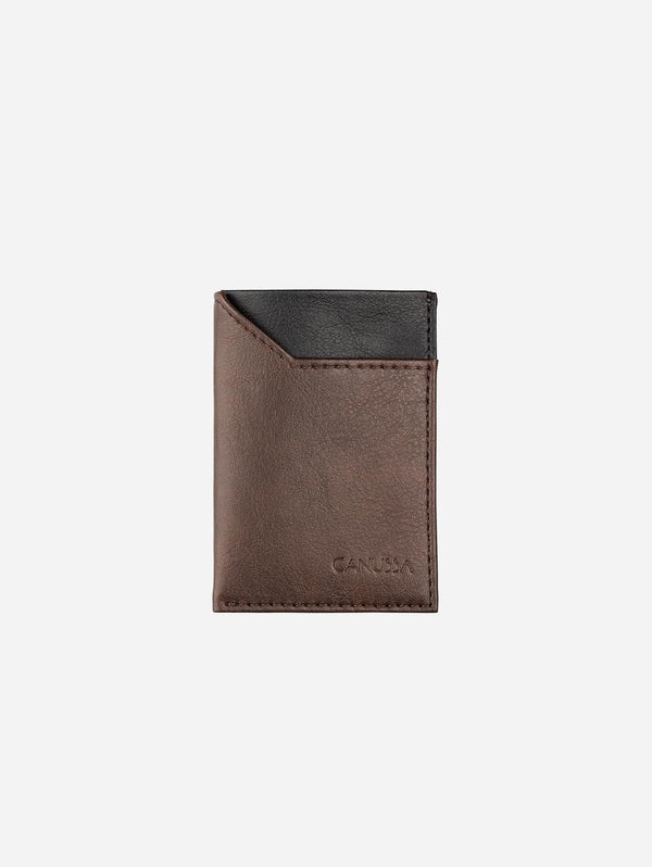 Canussa Slim Vegan Leather Wallet | Brown & Black