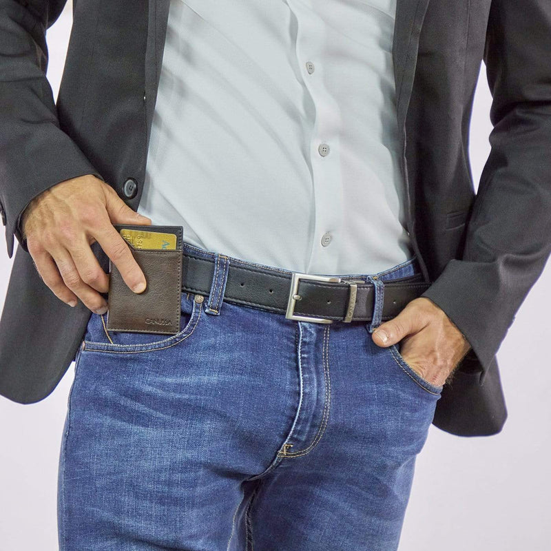 Canussa Slim Vegan Leather Wallet | Brown & Black