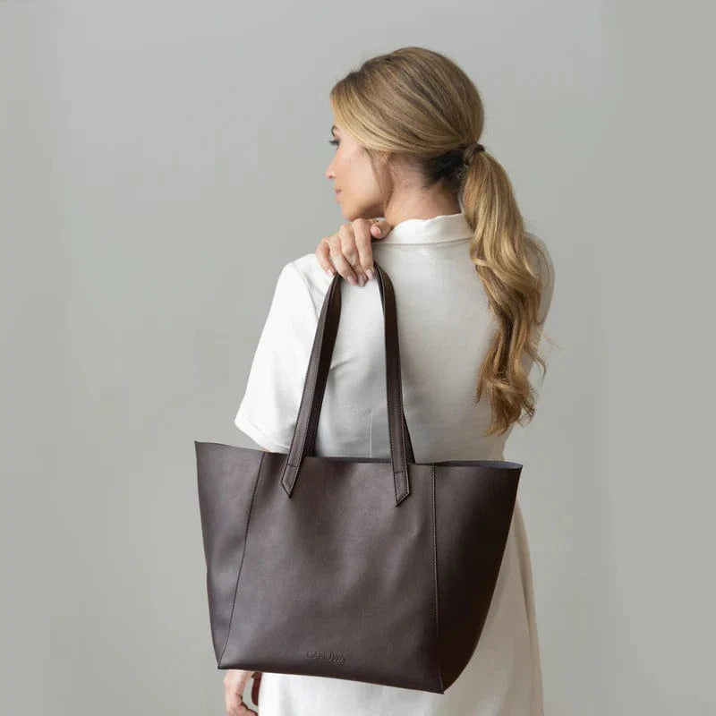 Canussa Totissimo Foldable Vegan Leather Tote Bag Brown
