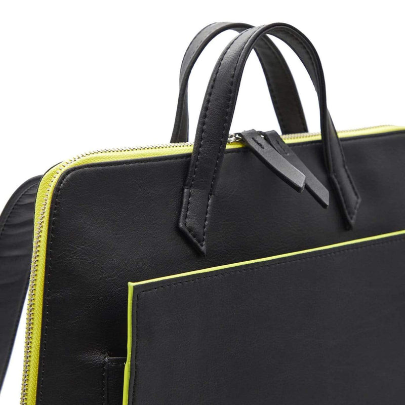 Canussa Urban Vegan Leather Backpack | Black & Yellow