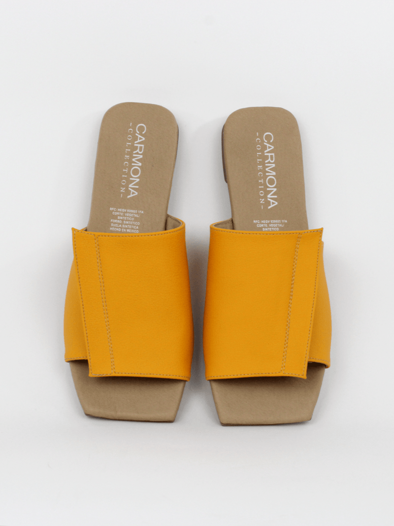 Carmona Collection Andrea Cactus Leather Vegan Sandals | Yellow