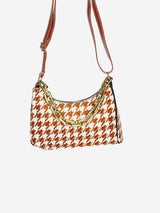 Collection and Co Cassia Houndstooth Mini Shoulder Bag | Tan Tan