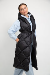 Immaculate Vegan - CULTHREAD PENZANCE black long sleeveless puffer jacket