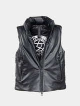 Immaculate Vegan - CULTHREAD RECYCLED VEGAN LEATHER black sleeveless puffer jacket