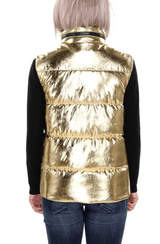 Immaculate Vegan - CULTHREAD VEGAN LEATHER gold sleeveless puffer jacket