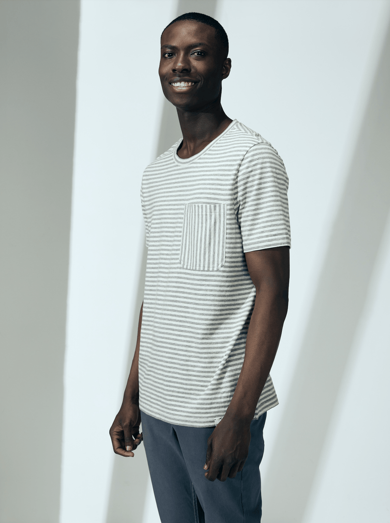 Cut & Pin 100% Cotton T-shirt (Grey Stripe)