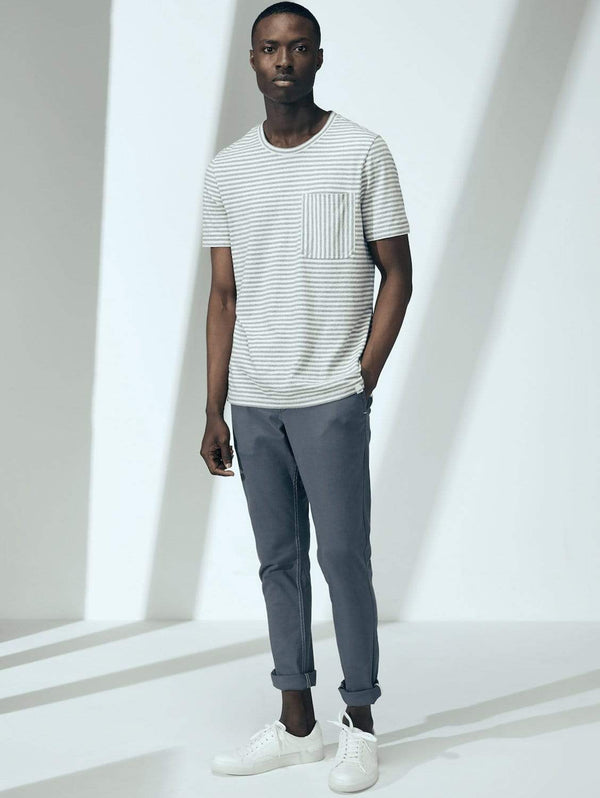 Cut & Pin 100% Cotton T-shirt (Grey Stripe)