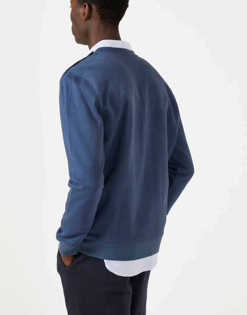 Cut & Pin 100% Natural Cotton Popper shoulder sweatshirt - Deep Blue