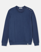 Immaculate Vegan - Cut & Pin 100% Natural Cotton Popper shoulder sweatshirt - Deep Blue