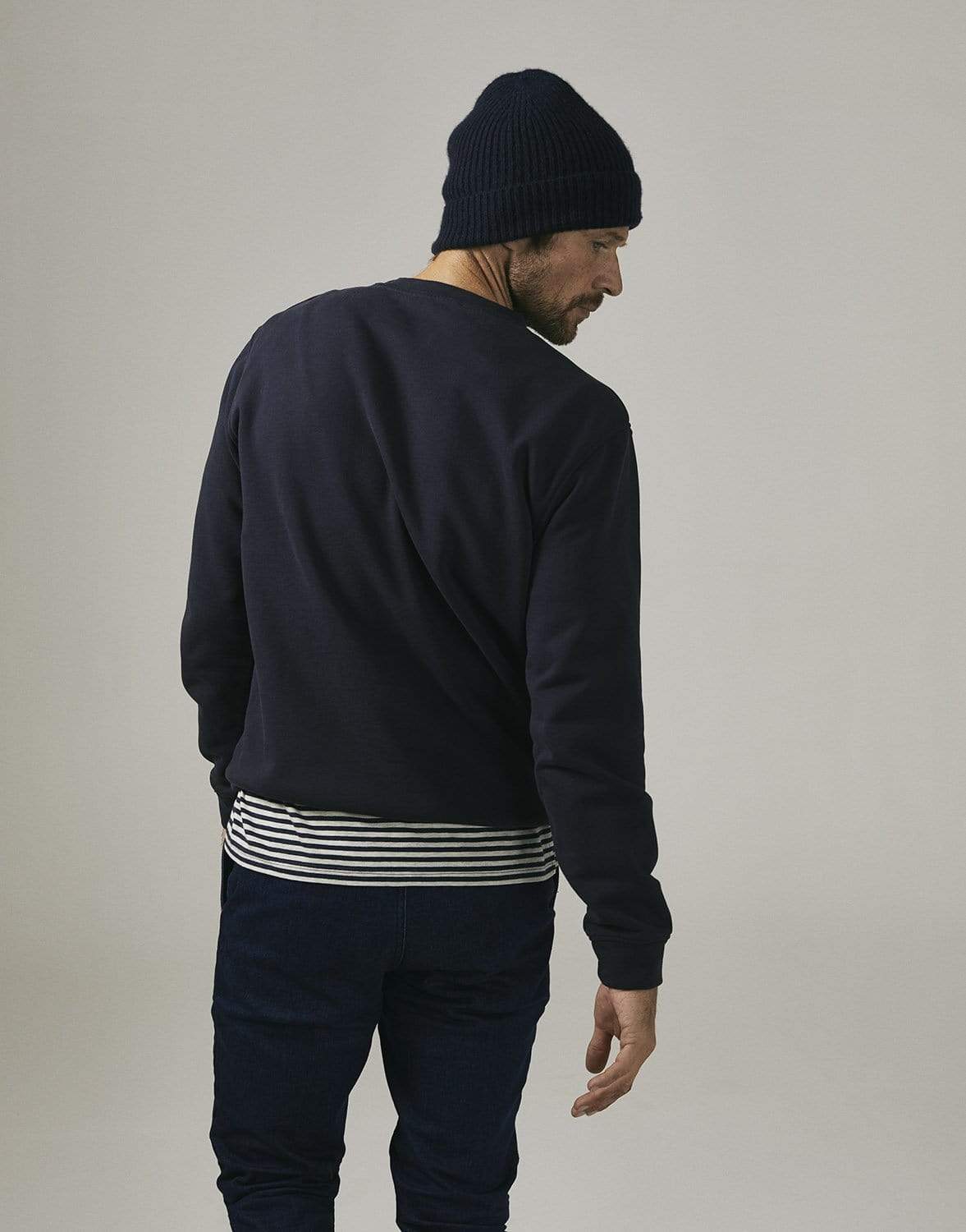 Cut & Pin 100% Organic Cotton Popper shoulder sweatshirt (Navy)