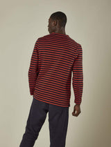 Cut & Pin Cotton Long Sleeve T-shirt | Navy & Red Stripe
