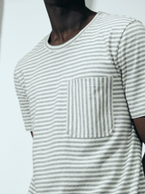Immaculate Vegan - Cut & Pin Cotton T-shirt | Grey Stripe