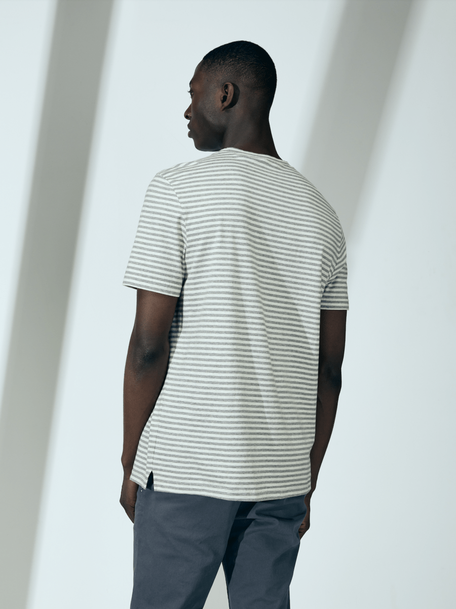Cut & Pin Cotton T-shirt | Grey Stripe