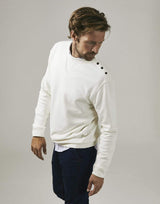 Immaculate Vegan - Cut & Pin Organic Cotton Popper Shoulder Sweatshirt | Cream