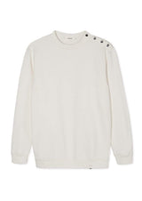 Immaculate Vegan - Cut & Pin Organic Cotton Popper Shoulder Sweatshirt | Cream
