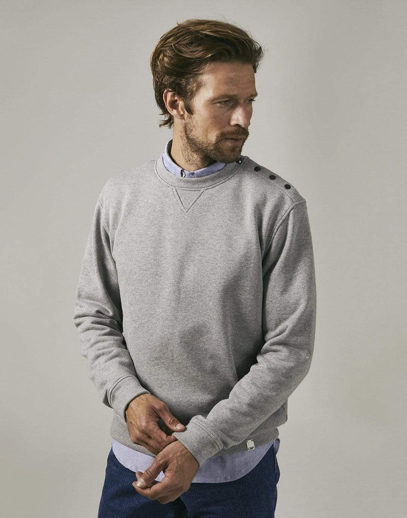 Cut & Pin Organic Cotton Popper Shoulder Sweatshirt | Grey