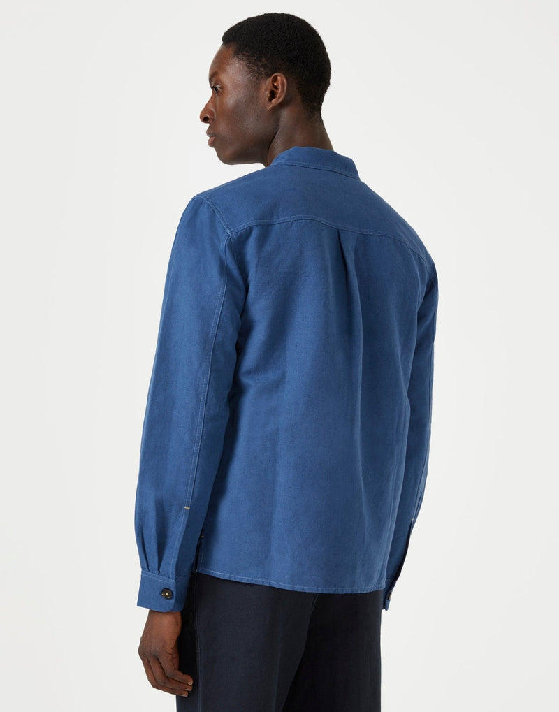 Cut & Pin Relaxed Overshirt - Deep Blue