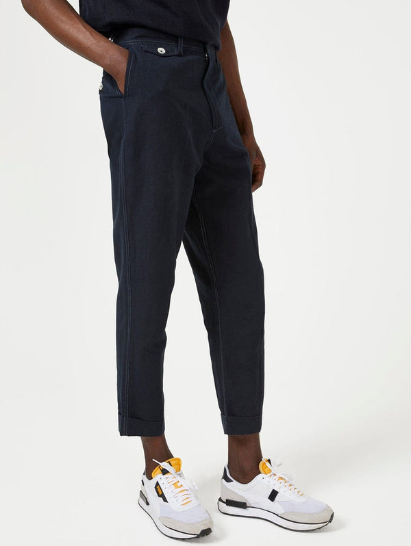 Cut & Pin Smart-Casual Cotton & Linen Relaxed Trousers | Dark Navy