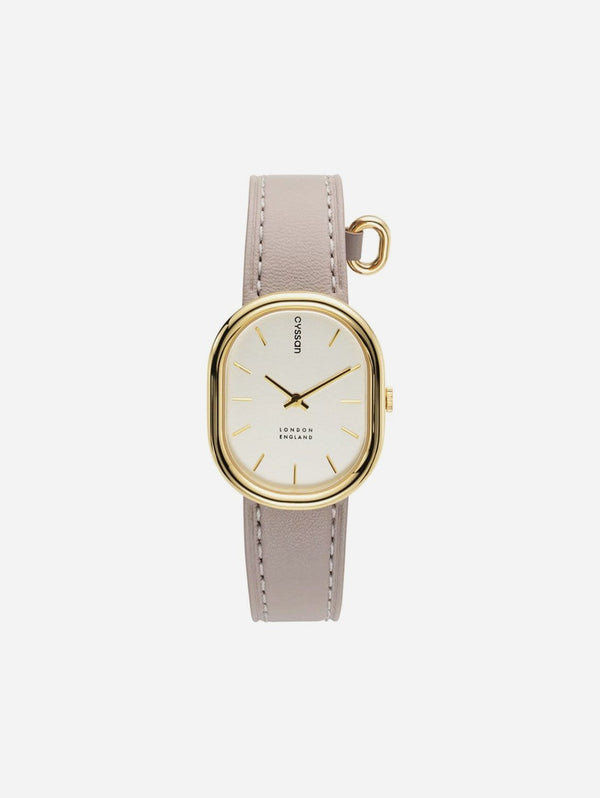 Cyssan CYS5 Gold & Champagne Dial Watch | Sand Vegan Leather strap