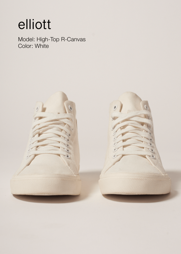 elliott Climate Positive Recycled Canvas High-Top Trainer | White/Stripes
