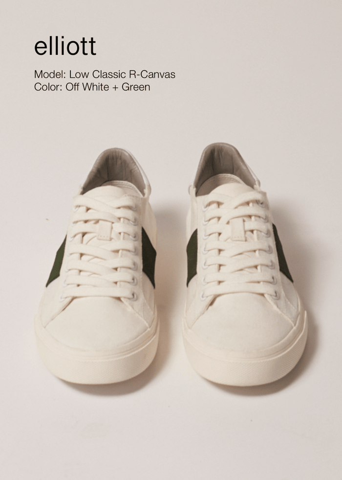elliott Climate Positive Recycled Canvas Sneakers White Green