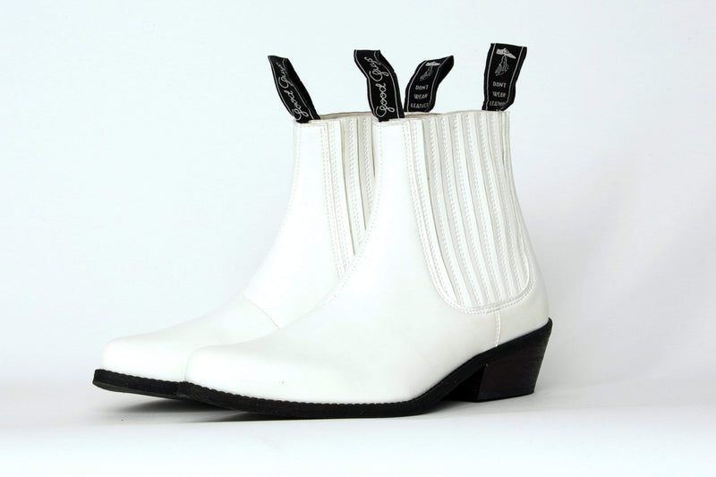 Good Guys Don't Wear Leather Duke Vegan Leather Cowboy Boots | White