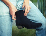 Good Guys Don't Wear Leather Duke Vegan Suede Cowboy Boots | Black