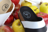 Immaculate Vegan - Good Guys Don't Wear Leather Juno Apple Leather Vegan Buckled Slide-On Sandal | White