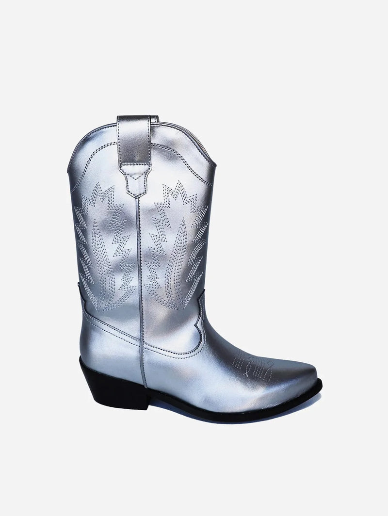Good Guys Don't Wear Leather LUCKY high top vegan western boots | SILVER APPLESKIN™ 🍏