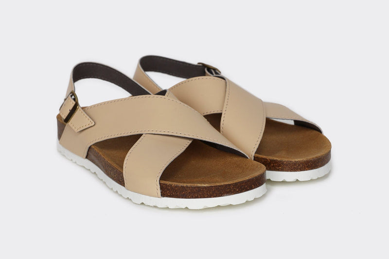 Good Guys Don't Wear Leather MIMI vegan cross strap sandals | NATURAL APPLESKIN™ 🍏