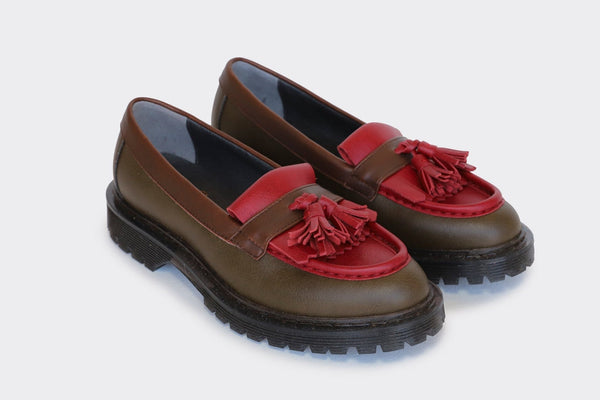Good Guys Don't Wear Leather TOSH vegan tassel Loafers | RED/KHAKI/BLACK