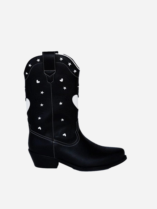 Good Guys Don't Wear Leather Taylor Vegan Leather High Top Western Boots | Black & White UK3.5 / EU36 / US6