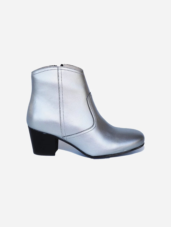 Good Guys Don't Wear Leather Nina 2.0 Vegan Appleskin Heeled Ankle Boots | Silver UK5 / EU38 / US7