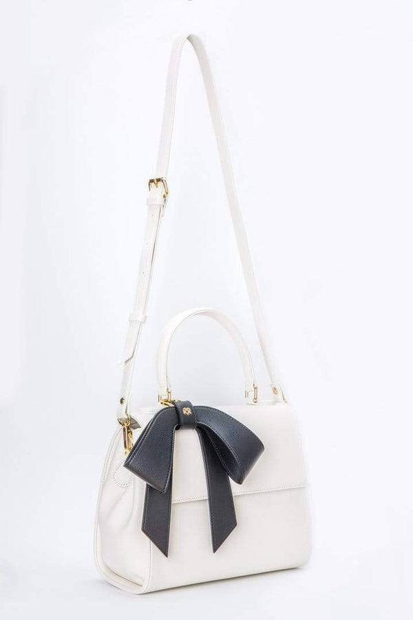 GUNAS New York Cottontail Vegan Leather Handbag | White/Black White Black