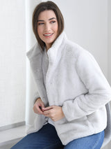 Issy London Reloved Ava Recycled Faux Fur Jacket | Soft Grey
