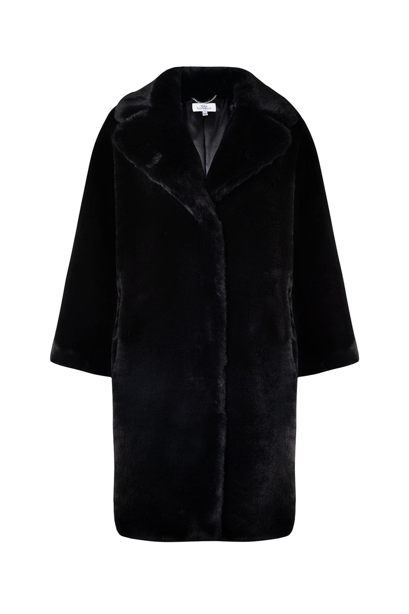 Issy London RELOVED First Edition Greta Luxe Recycled Faux Fur Coat Black