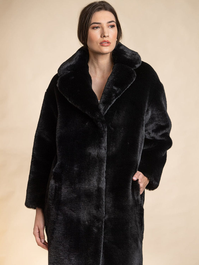 Issy London Reloved First Edition Greta Luxe Recycled Faux Fur Coat | Black