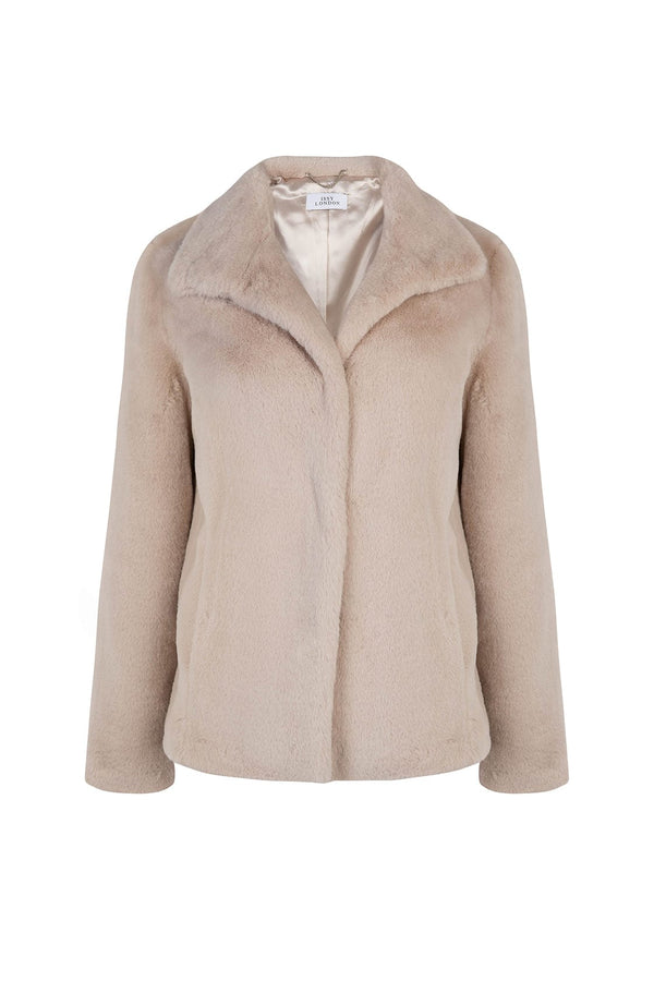 Issy London SIGNATURE Ava Recycled Faux Fur Jacket Pale Blush