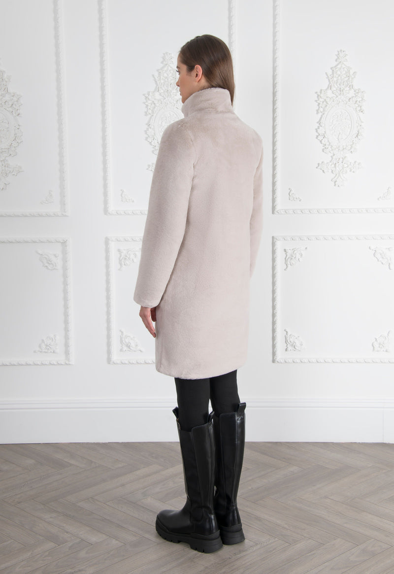Issy London SIGNATURE Bette Recycled Faux Fur Coat Pale Blush