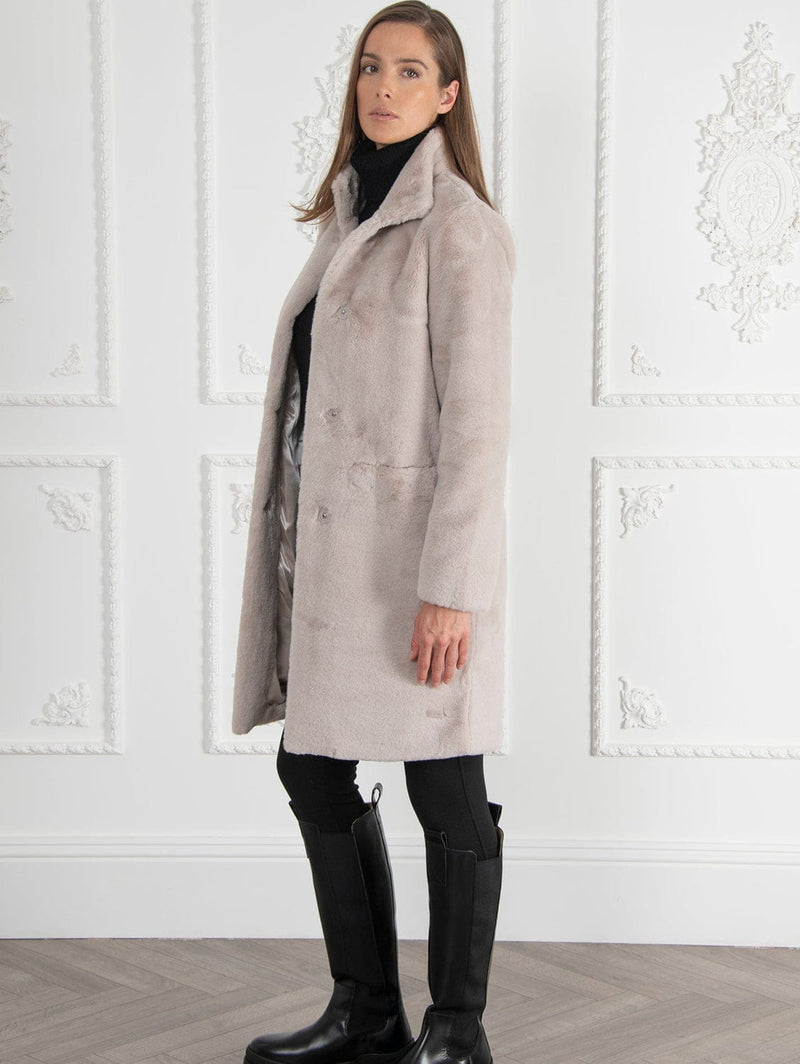 Issy London Signature Bette Recycled Faux Fur Coat | Pale Blush