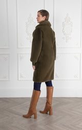 Immaculate Vegan - Issy London SIGNATURE Greta Luxe Long Recycled Faux Fur Coat Green