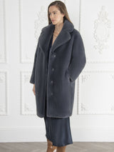 Immaculate Vegan - Issy London Signature Greta Luxe Long Recycled Faux Fur Coat | Slate Grey