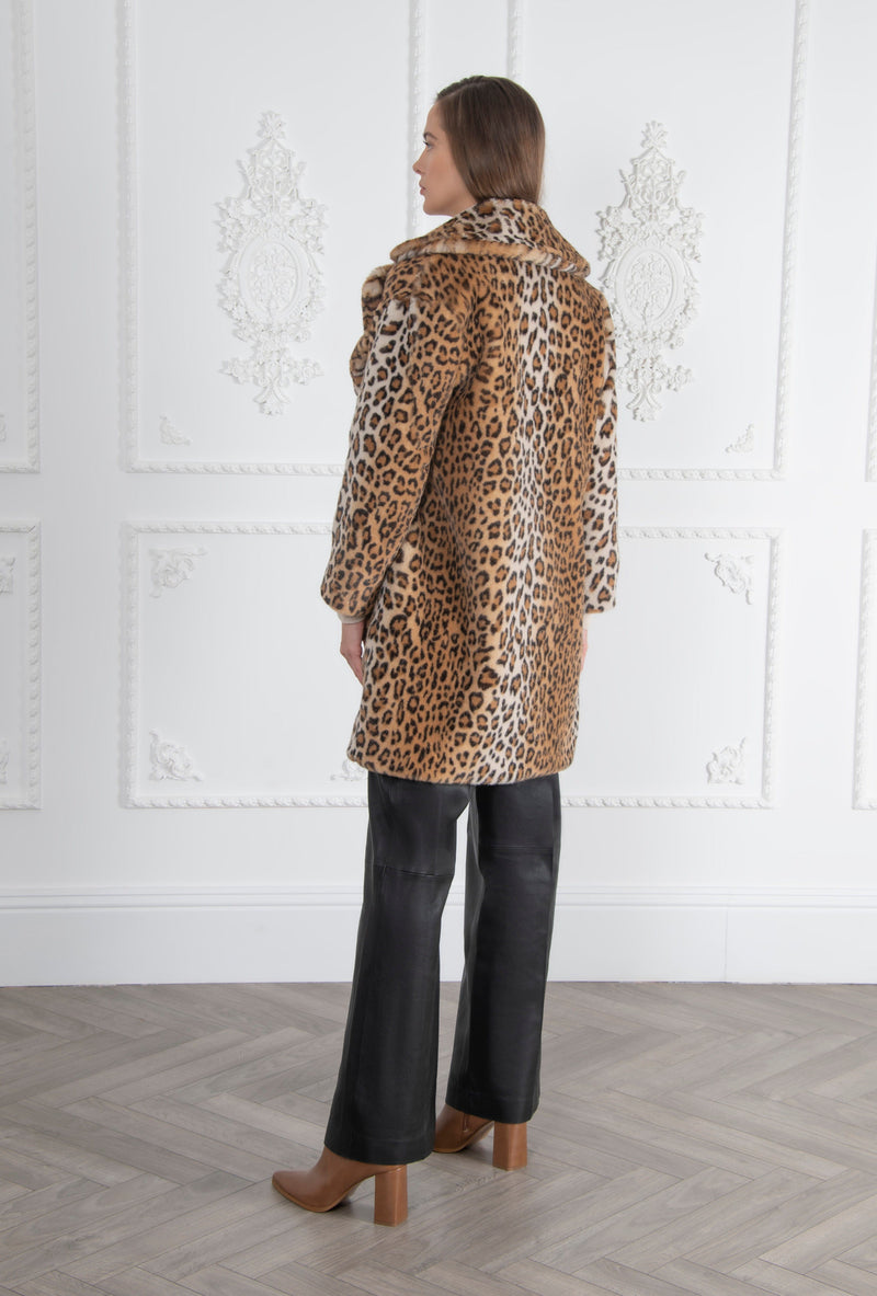 Issy London SIGNATURE Loretta Recycled Faux Fur Coat Leopard