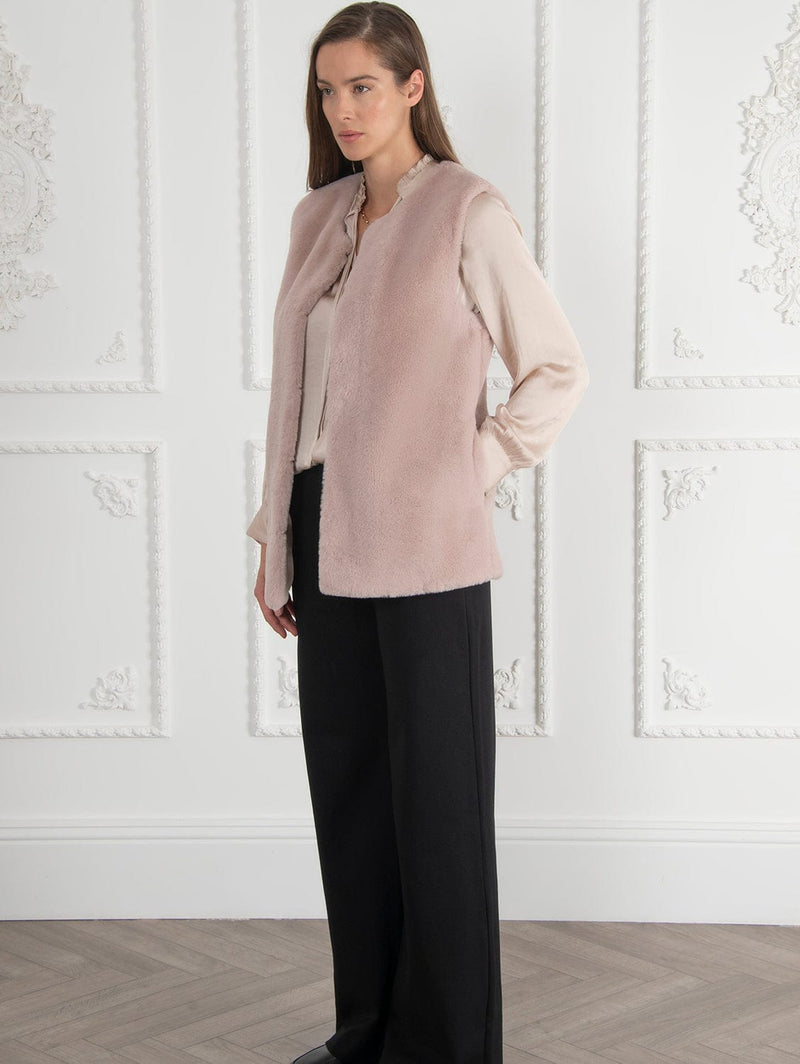 Issy London Signature Mae Recycled Faux Fur Sleeveless Jacket | Blush
