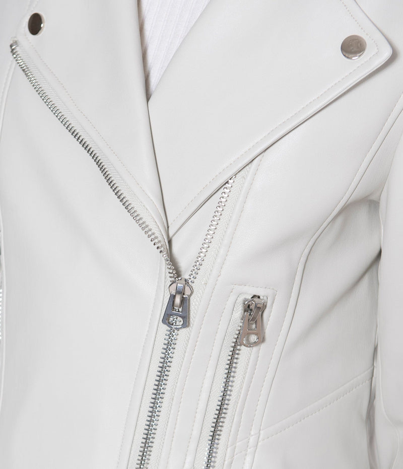 Issy London WEEKEND Faye Vegan Biker Jacket in Chalk