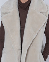 Immaculate Vegan - Issy London WEEKEND Rita Recycled Faux Shearling Gilet Natural Stone
