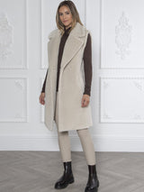 Immaculate Vegan - Issy London Weekend Rita Recycled Faux Shearling Gilet | Natural Stone