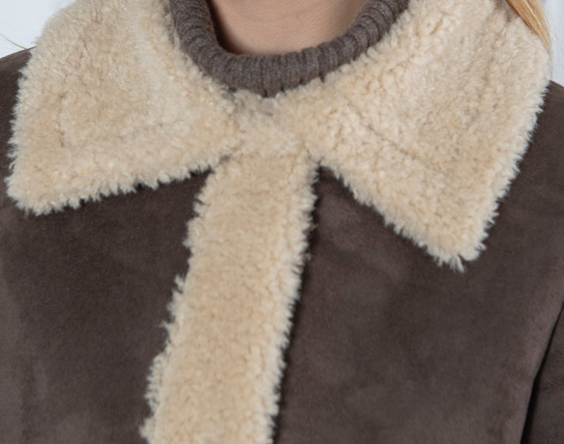 Issy London WEEKEND Ruby Long Recycled Faux Shearling Coat Brown