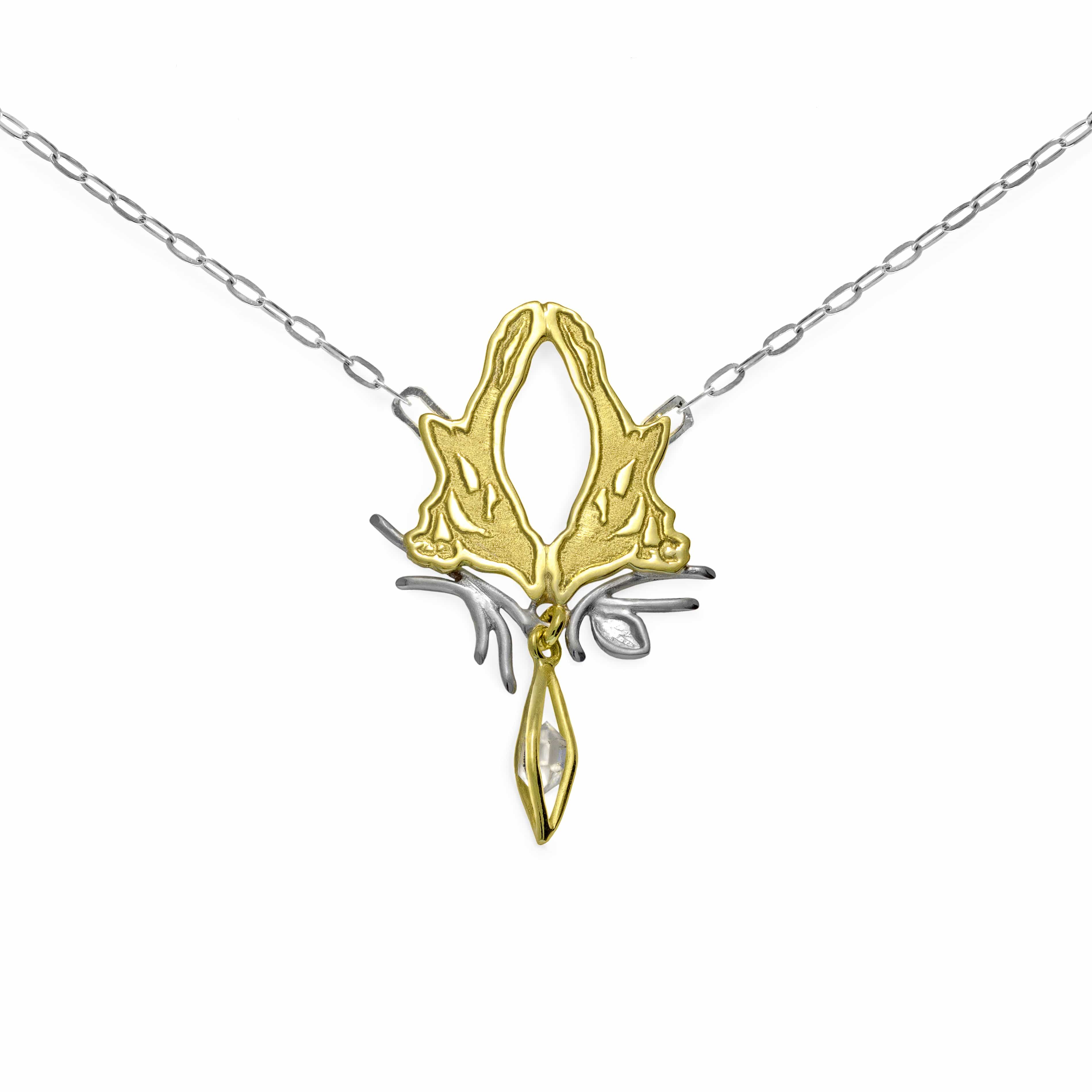 Fairtrade Yellow Gold Magpie Herkimer Necklace | 18ct