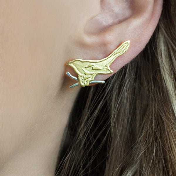 Fairtrade Yellow Gold Magpie Stud Earrings | 18ct